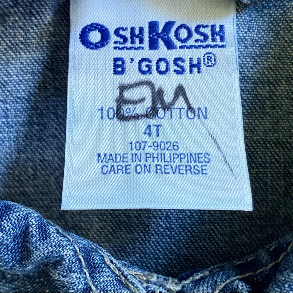 Vintage OSHKOSH Vest 3T Blue 90s Girls Denim Jeans Butterflies USA EUC snaps